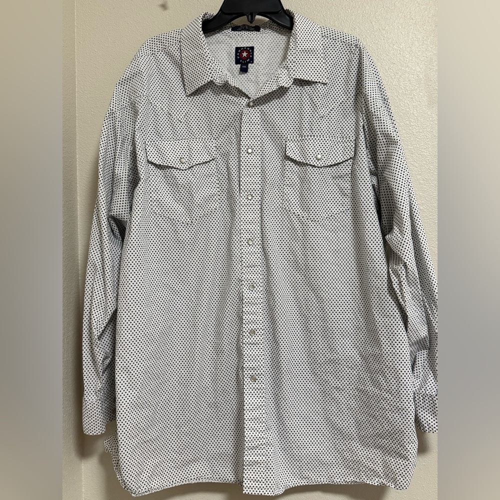 Panhandle Slim White with Navy Stars Pearl Snap Shirt